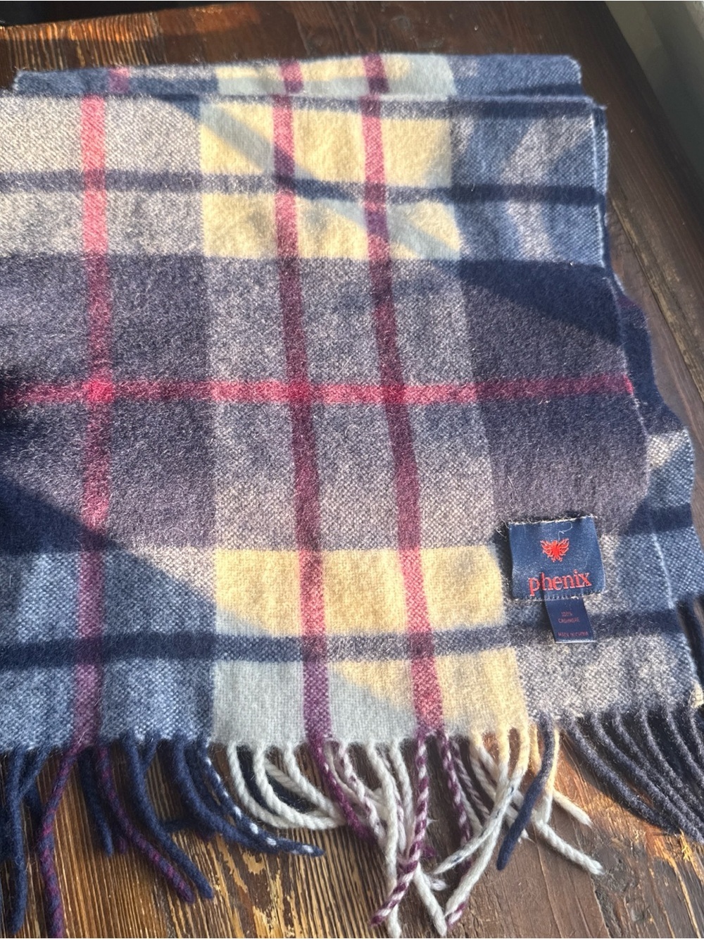 Phenix Men’s Blue Plaid Wool Scarf